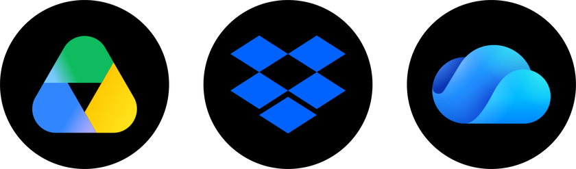 Google Drive, Dropbox and OneDrive
